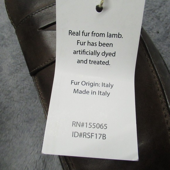 Ross Snow Slippers Men 14 Brown Leather REAL Fur Lined Loafer Made in Warm ITALY main image 7